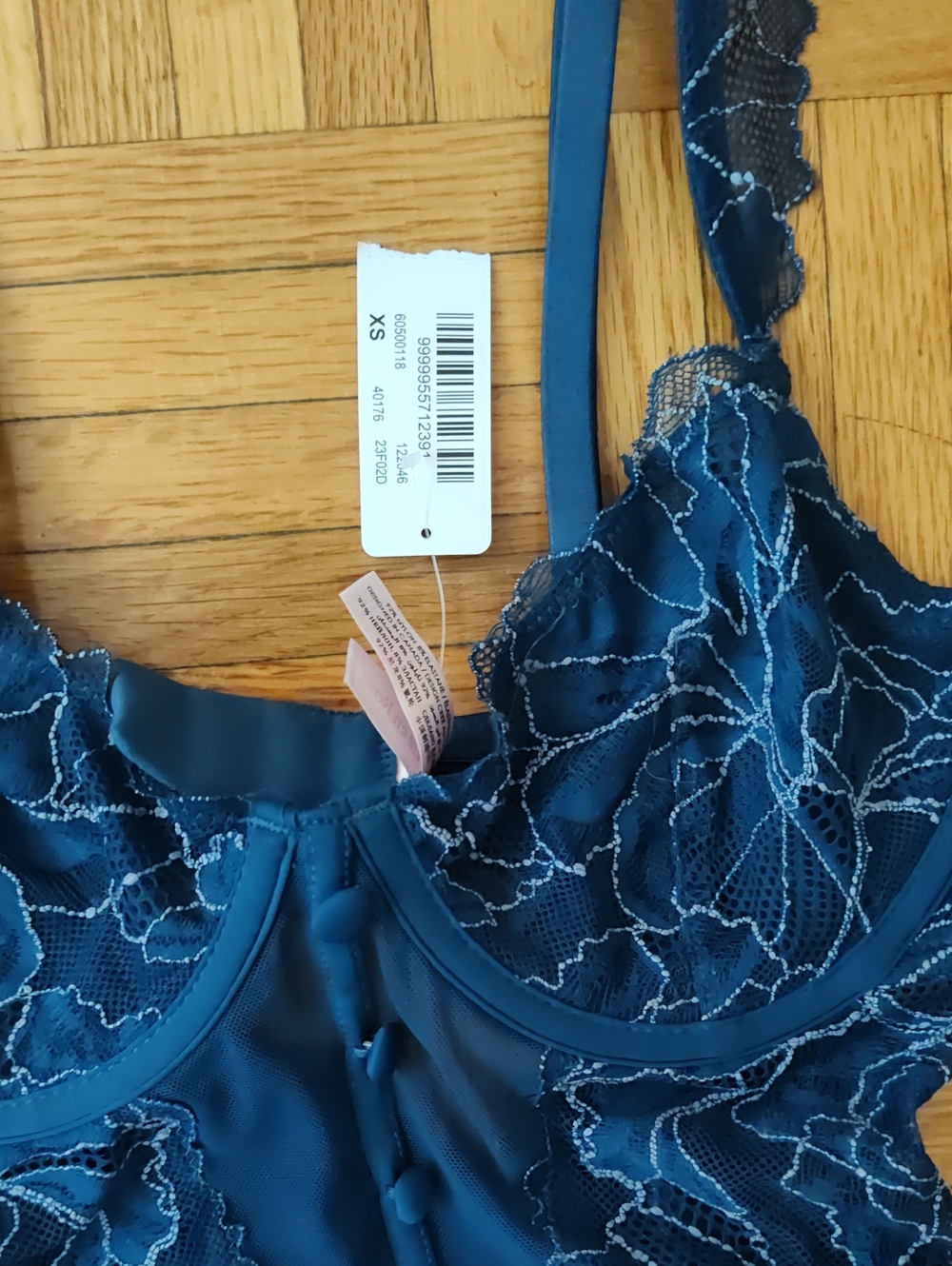 Teal Lace Underwire Bodice Camisole - Picture 2 of 3